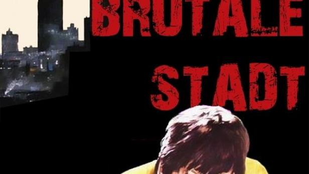 Das Filmplakat für „Brutale Stadt“ zeigt einen Mann mit einer Waffe vor einer Skyline.