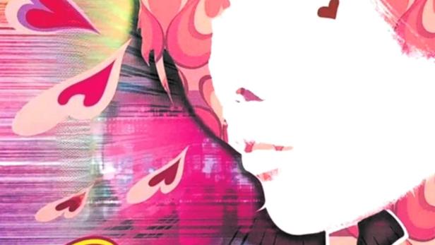 Das Cover von „Cutie Honey“ zeigt eine stilisierte Frau mit Herzmotiven.