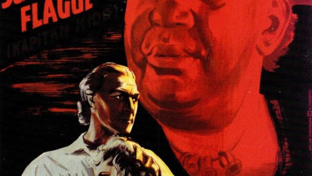 Das Filmplakat für „Unter Schwarzer Flagge“ mit Charles Laughton als Kapitän Kidd.