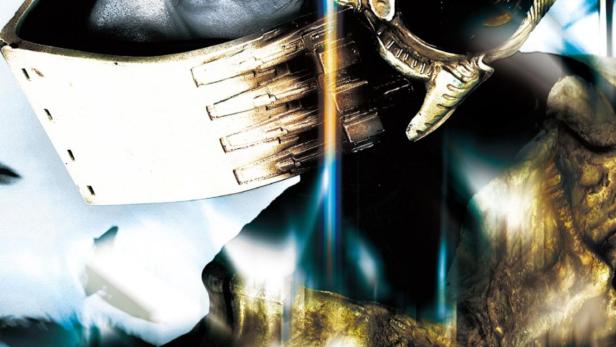 Das Filmplakat für „Casshern“ zeigt einen Mann mit futuristischer Rüstung.