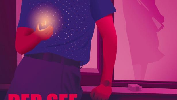 Ein Mann hält eine Kerze in der Hand, während eine Frau im Fenster steht.