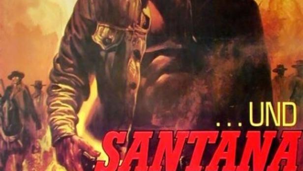 Das Filmplakat für „… und Santana tötet sie alle“ zeigt einen Revolverhelden mit Zigarre.