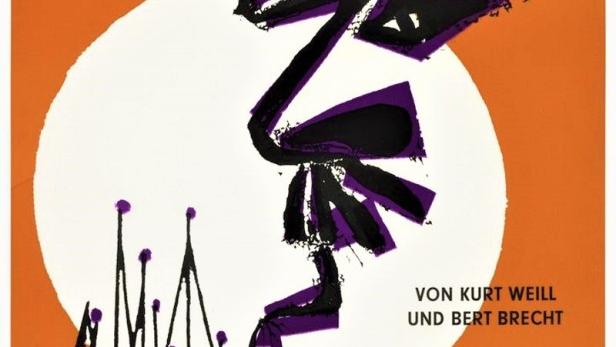 Ein expressionistisches Filmplakat für „Die 3 Groschen-Oper“ von Kurt Weill und Bert Brecht.