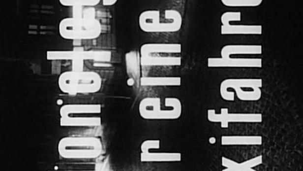 Das Filmplakat für „Montag für einen Taxifahrer“ in Schwarzweiß.