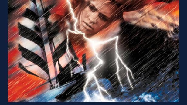 Ein Filmposter für „Two Came Back“ zeigt ein Paar auf einem Segelboot im Sturm.