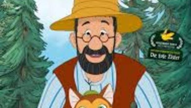 Illustration für „Pettersson und Findus – Mitmachkino“ mit Pettersson und Kater Findus.