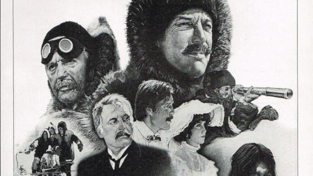 Ein Werbeplakat für „Cook and Peary: The Race to the Pole“ mit Richard Chamberlain und Rod Steiger.