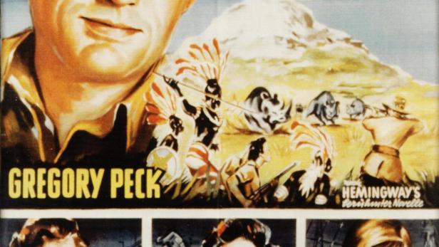 Das Filmplakat für „Schnee am Kilimandscharo“ mit Gregory Peck, Susan Hayward, Ava Gardner und Hildegard Knef.