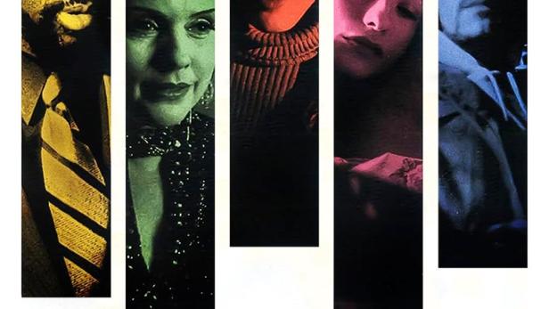 Das Filmplakat für „Six Ways to Sunday“ zeigt Porträts der Schauspieler in farbigen Rechtecken.