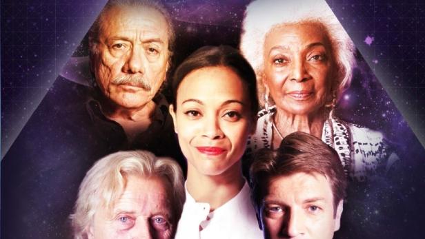 Das DVD-Cover von „Die SciFi-Story“ zeigt Schauspieler aus Star Wars, Star Trek, Doctor Who, Akte X und Firefly.