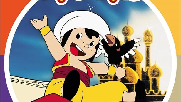 Cover der DVD-Komplettbox der TV-Serie „Sindbad“ mit dem Titelhelden und seinem Raben.