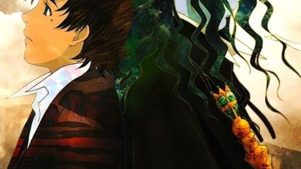 Ein junger Mann steht Rücken an Rücken mit dem Grafen von Monte Christo aus „Gankutsuou“.