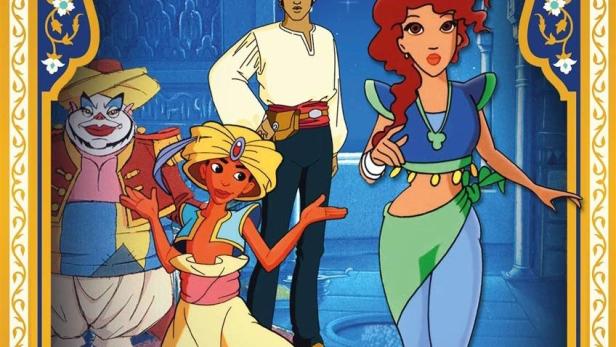 Das Cover des Films „Prinzessin Sheherazade“ zeigt die Hauptfiguren des Zeichentrickfilms.