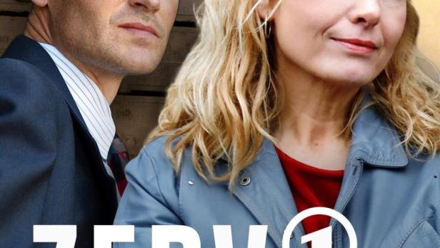 Ein Mann im Anzug und eine blonde Frau auf dem Filmplakat zu „ZERV – Zeit der Abrechnung“.