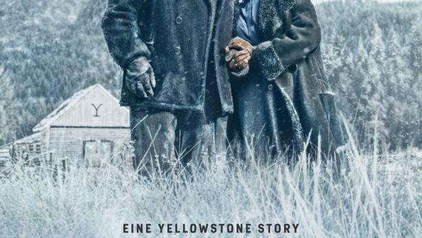 Harrison Ford und Helen Mirren auf dem verschneiten Poster für „1923: Eine Yellowstone Geschichte“.