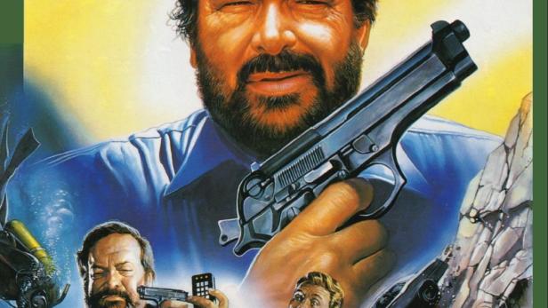 Das Filmplakat zu „Big Man“ mit Bud Spencer, der eine Pistole hält.