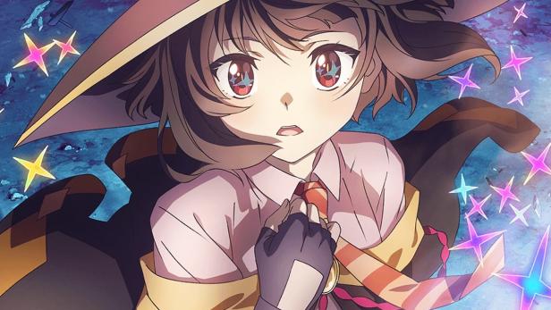 Ein Anime-Poster von Megumin, einer jungen Zauberin mit einem großen Hut.