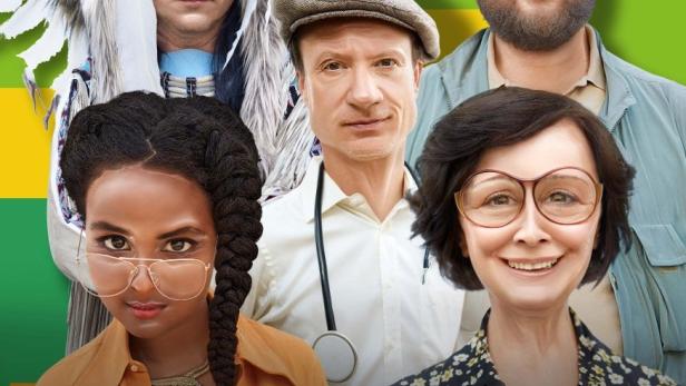 Das Poster zur ZDF-Serie „Normaloland“ zeigt fünf Darsteller in verschiedenen Rollen.