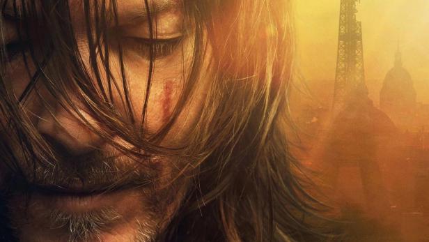 Das Poster für „The Walking Dead: Daryl Dixon“ zeigt Daryl vor einer zerstörten Pariser Skyline.