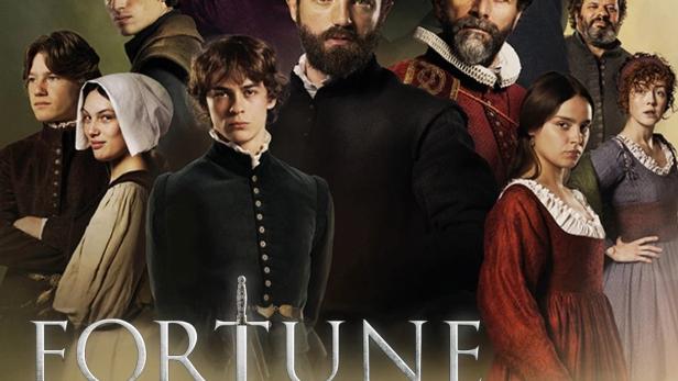 Das Filmplakat für „Fortune de France“ zeigt eine Gruppe von Schauspielern in Kostümen vor einer Landschaft.