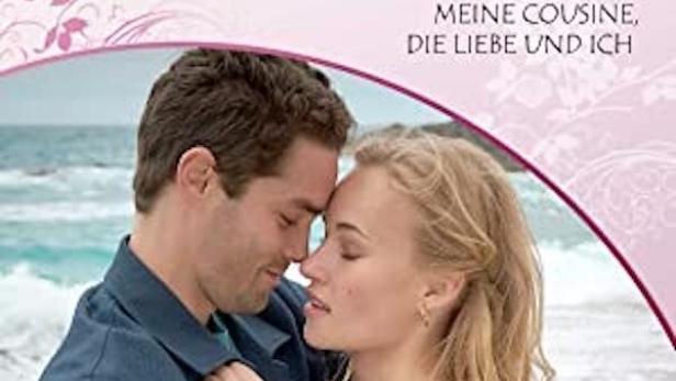 Ein Paar umarmt sich am Strand vor dem Cover der „Rosamunde Pilcher Collection: Meine Cousine, die Liebe und ich“.