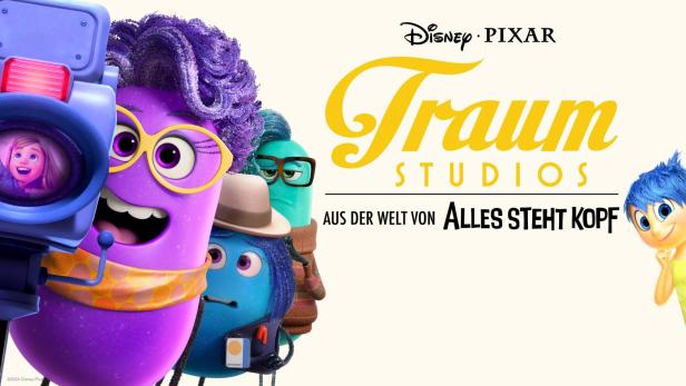 Werbung für „Alles steht Kopf“ von Disney Pixar mit den animierten Figuren Kummer, Freude und Angst.