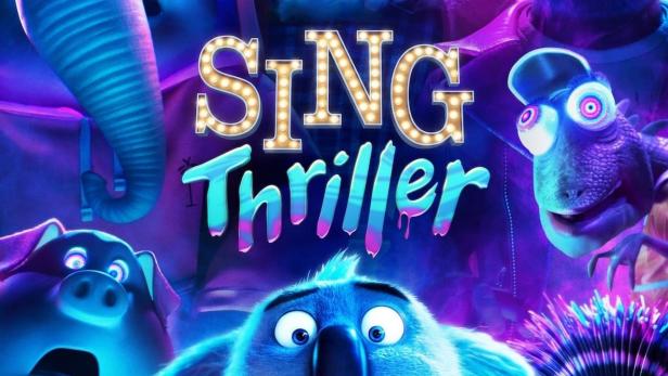 Das Filmplakat zu „Sing – Die Show deines Lebens“ zeigt die animierten Hauptfiguren in bläulichen Farbtönen.