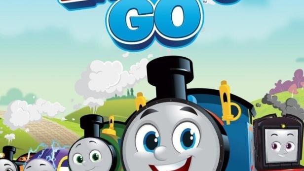 Das Titelbild der Kinderserie „Thomas & Friends: All Engines Go“ mit den animierten Zügen.