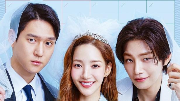 Das Poster für die koreanische Fernsehserie „Love in Contract“ mit Park Min-young, Go Kyung-pyo und Kim Jae-young.