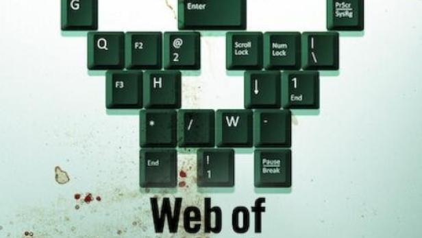 Das Netflix-Poster für „Web of Make Believe“ zeigt einen Totenkopf aus grünen Tastaturtasten.