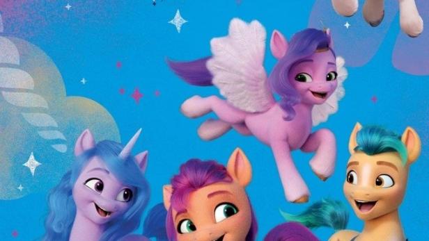 Das Poster für „My Little Pony: Make Your Mark“ zeigt fünf Ponys vor einem bunten Hintergrund.