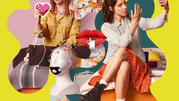 Das Poster für die Serie „Sexify“ zeigt drei junge Frauen in einem Collage-Stil.