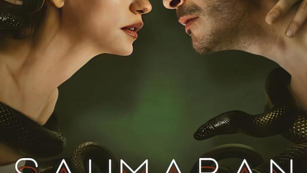 Das Filmplakat für „Şahmaran“ zeigt eine Frau und einen Mann, umgeben von Schlangen.