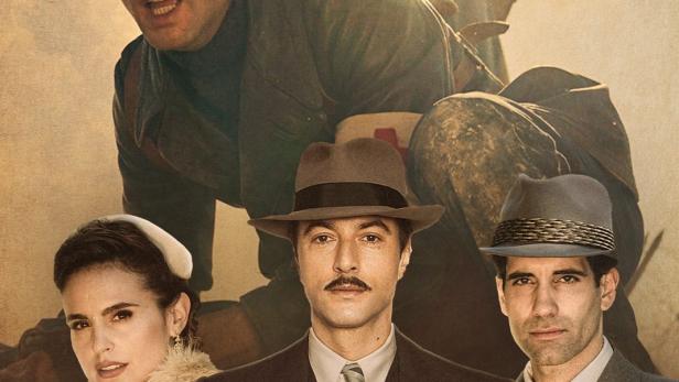 Das Filmplakat für „Los Pacientes del Doctor García“ zeigt mehrere Charaktere vor einem sandfarbenen Hintergrund.