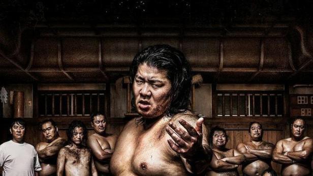 Das Poster für die Netflix-Serie „Sanctuary“ zeigt eine Gruppe von Sumoringern.