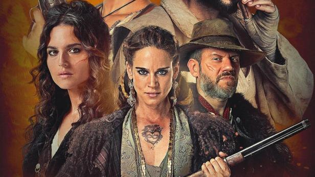 Das Filmplakat zu „Briganti: Das Gold des Südens“ zeigt mehrere bewaffnete Personen.