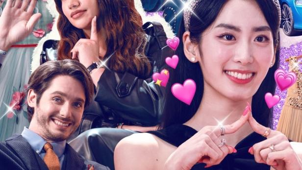 Das Poster für die Netflix-Serie „Super Rich in Korea“ zeigt mehrere wohlhabende Darsteller vor einem glitzernden, violetten Hintergrund.