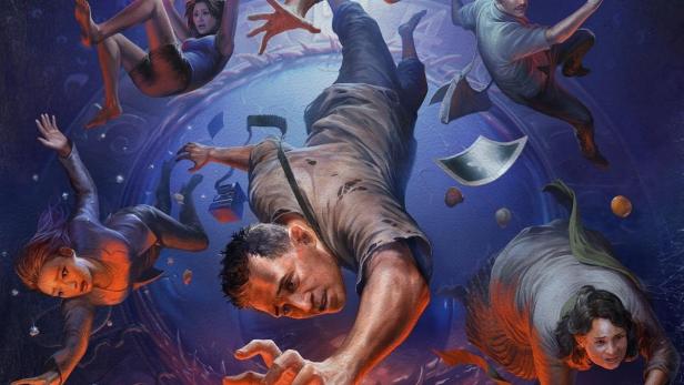 Das Poster für Joko Anwars „Nightmares and Daydreams“ zeigt mehrere Menschen, die in einer surrealen Welt fallen.