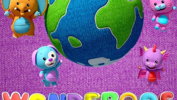 Das Poster für die Netflix-Serie „Wonderoos“ zeigt animierte Tierfiguren um einen Globus.
