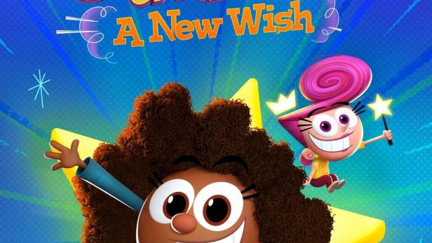 Das Poster für „The Fairly OddParents: A New Wish“ zeigt animierte Charaktere vor einem blauen Hintergrund.
