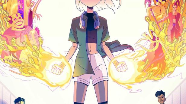 Das Cover zeigt Jentry Chau, die sich mit magischen Kräften dem Unterwelt entgegenstellt.