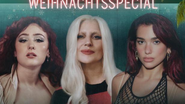 Werbeplakat für das „Carpool Karaoke“-Weihnachtsspecial mit drei Sängerinnen.