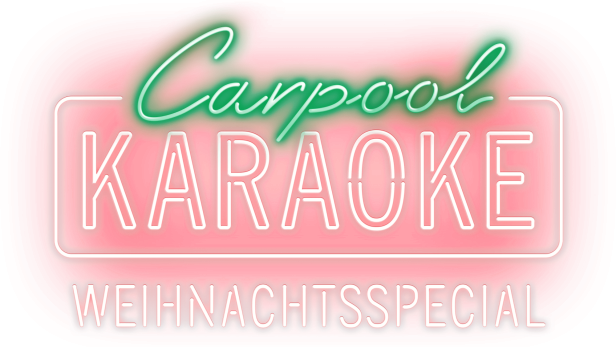 Leuchtreklame für „Carpool Karaoke Weihnachtsspecial“.