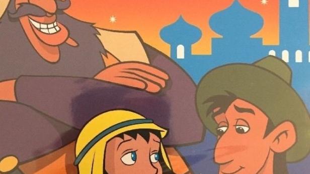 Das Cover der „Storytime Collection“ von „Ali Baba“ zeigt Zeichentrickfiguren vor einer orientalischen Stadtkulisse.