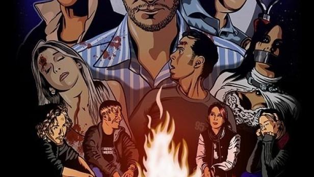 Das Filmplakat für „Creepy Campfire Stories“ zeigt eine Gruppe von Leuten um ein Lagerfeuer.