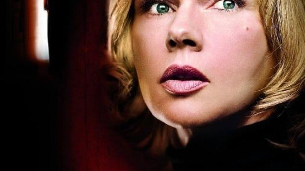 Das Filmplakat für „Die Patin“ zeigt Veronica Ferres und eine bedrohliche Gestalt im Hintergrund.