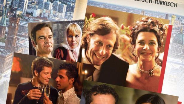 Das Filmplakat für „Evet, ich will!“ zeigt den Berliner Fernsehturm und mehrere Paare.