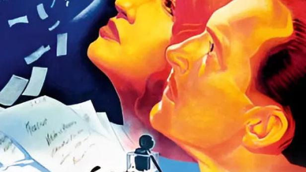 Das Filmplakat für „Der Rabe“ zeigt stilisierte Gesichter, einen Raben und fliegende Briefe.