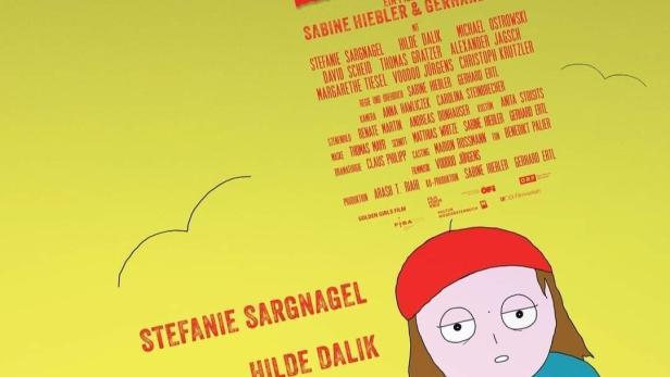Das Filmplakat für „Sargnagel – Der Film“ zeigt eine Comicfigur mit roter Mütze.