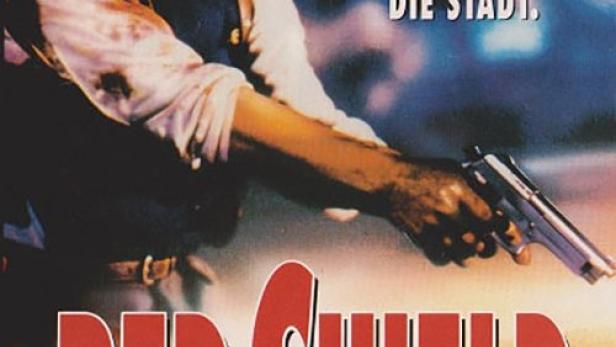 Ein Filmposter für „Red Shield“ mit einem Polizisten, der eine Waffe hält.